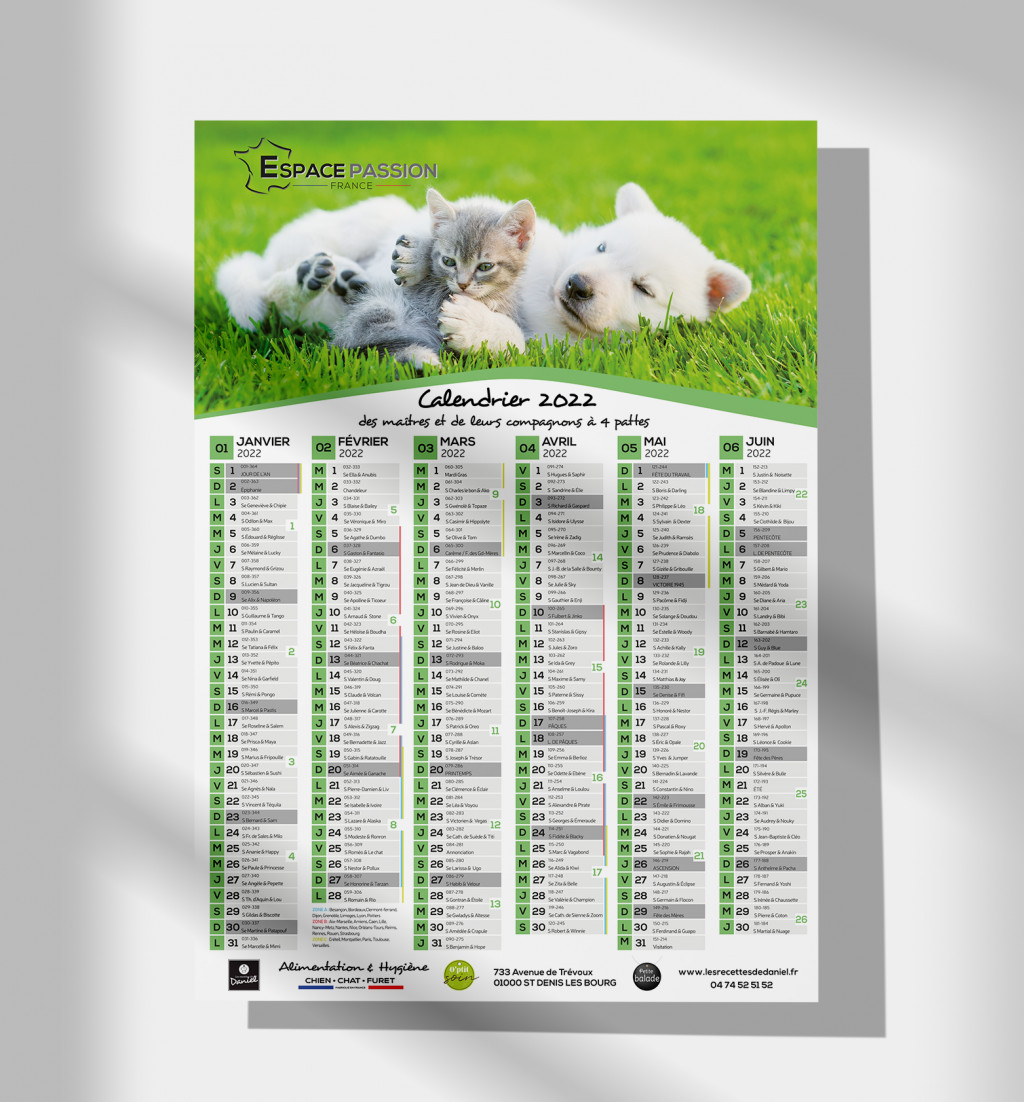 Le calendrier des maîtres et de leurs compagnons à 4 pattes